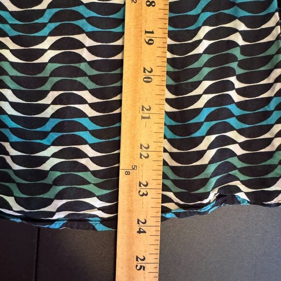 Boden Black & Blue Patterned Long Sleeve Popover Blouse, Size 4 - Picture 5 of 6